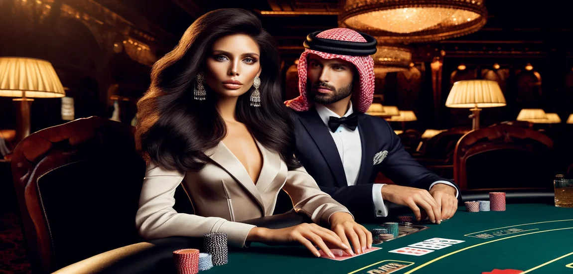 Arab woman playing casino
